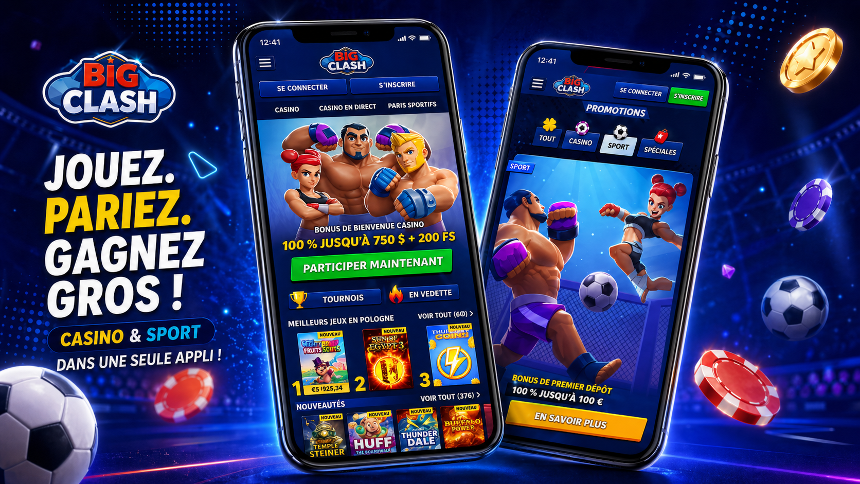 Bonus BigClash Casino sur interface mobile