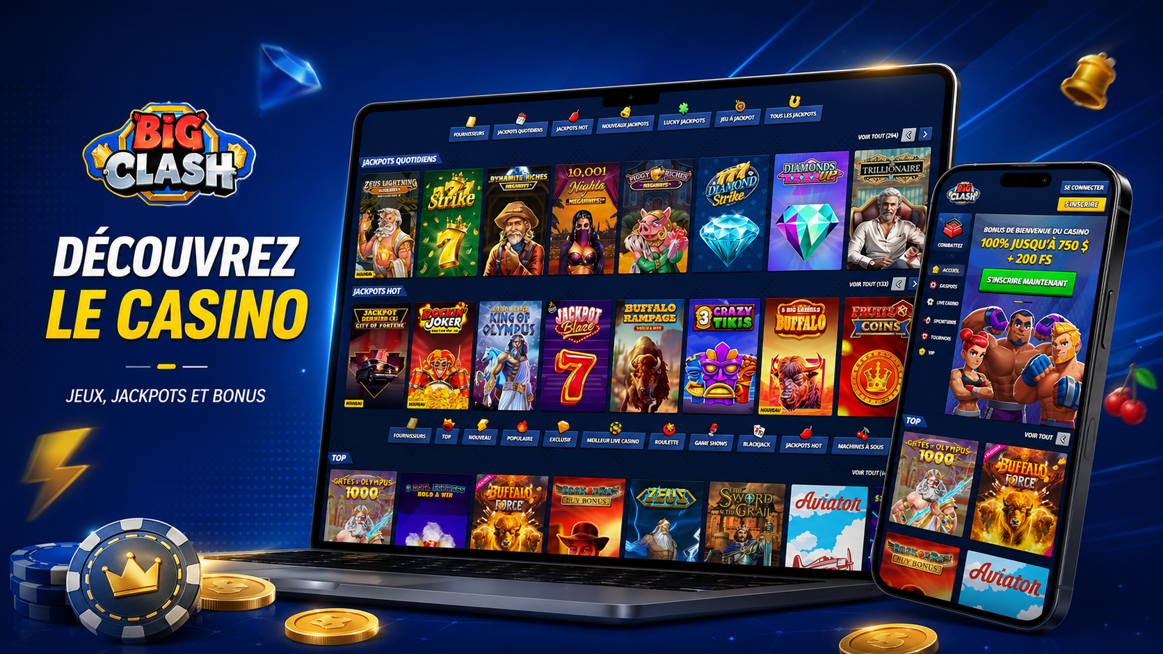BigClash Casino France sur ordinateur et mobile